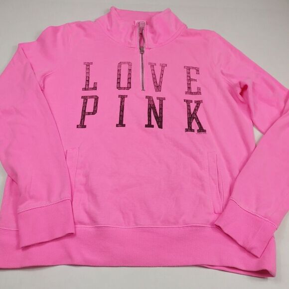 Victorias Secret PINK 1/4 Zip Sweatshirt Long Sleeve Casual Pullover Top Small - Picture 2 of 11